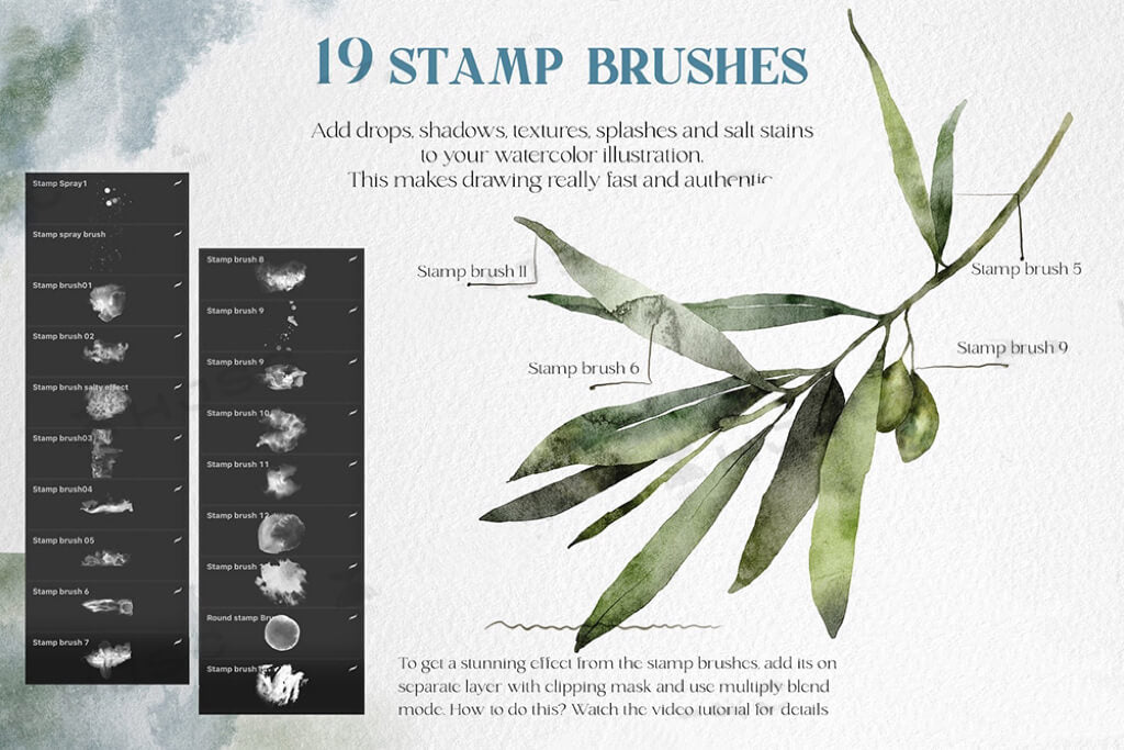 Soft Watercolor Procreate Brushes