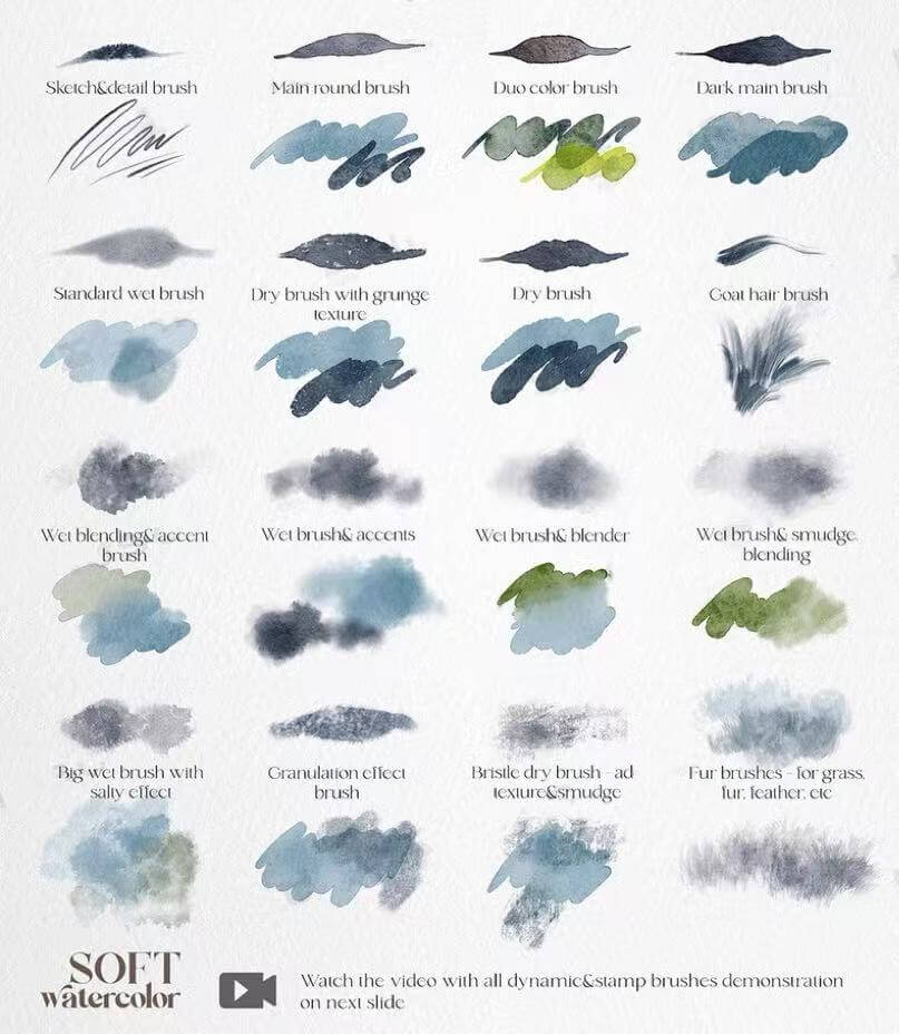 Soft Watercolor Procreate Brushes